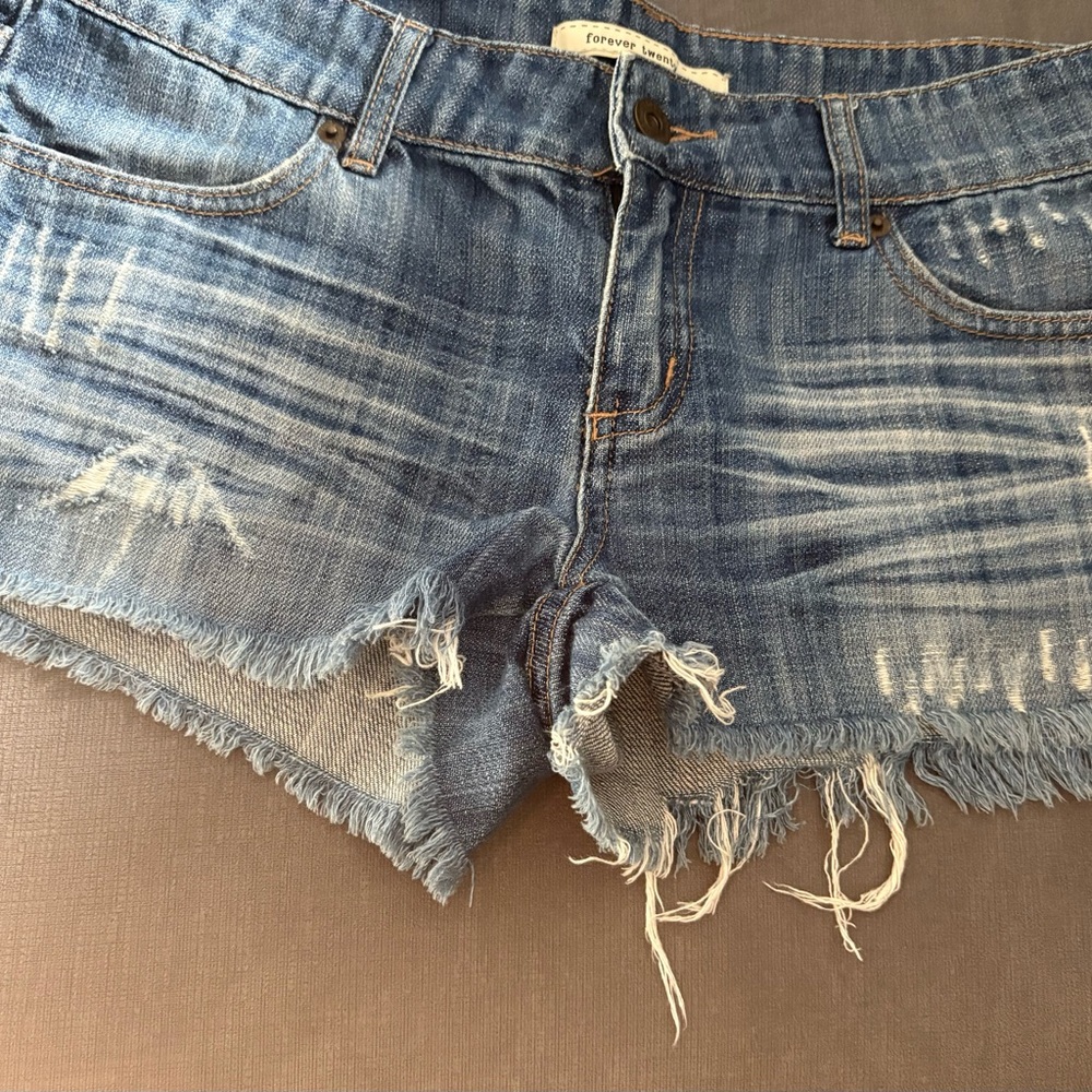 Forever 21 Frayed Blue Jean Shorts